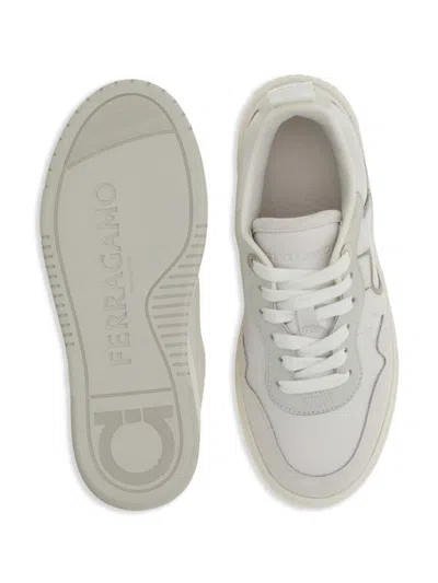 Shop Ferragamo Salvatore  Gancini Leather Sneakers In White