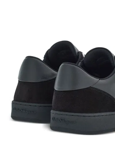Shop Ferragamo Leather Sneakers In Black