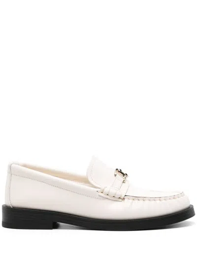 Shop Jimmy Choo "addie" Leather Loafers In White