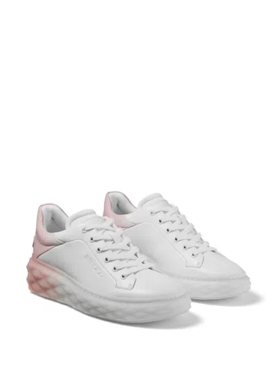 Shop Jimmy Choo "diamond Maxi" Leather Sneakers In White