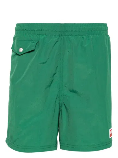 Shop Kenzo Logo Swim Shorts In Green