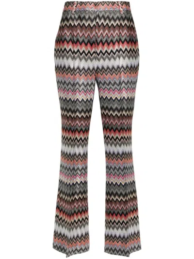 Shop Missoni High-waisted Flared Trousers In Multicolour