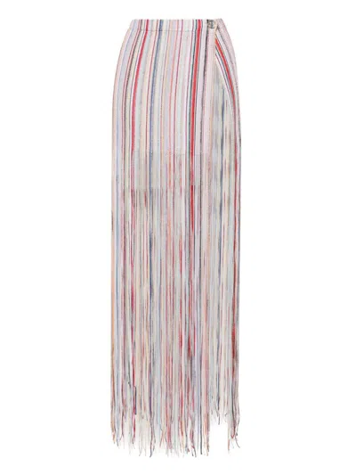 Shop Missoni Striped Long Skirt In Multicolour