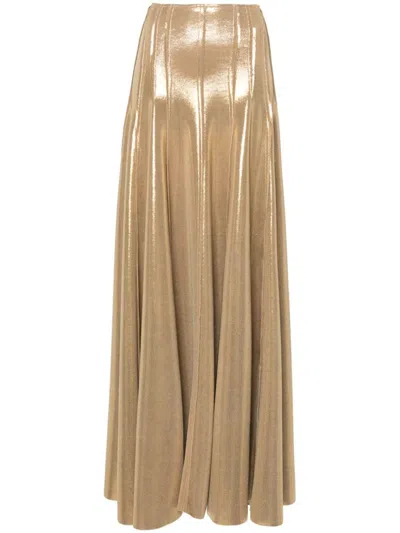 Shop Norma Kamali High-waisted Maxi Skirt In Golden