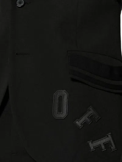 Off-white Virgin Wool Formal Vars Blazer With Logo Patch In Black