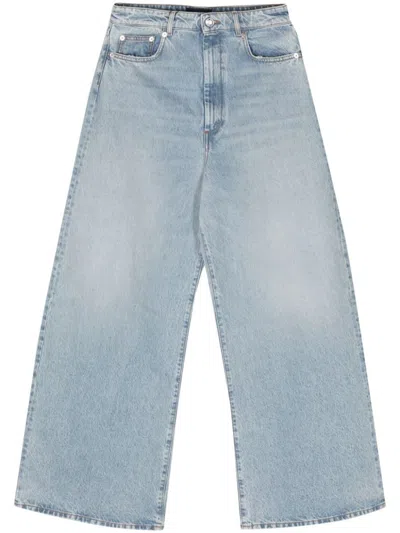 Shop Sportmax Wide-leg Denim Cotton Jeans In Blue