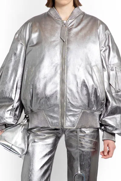 Shop Attico The  Leather Jackets In Silver