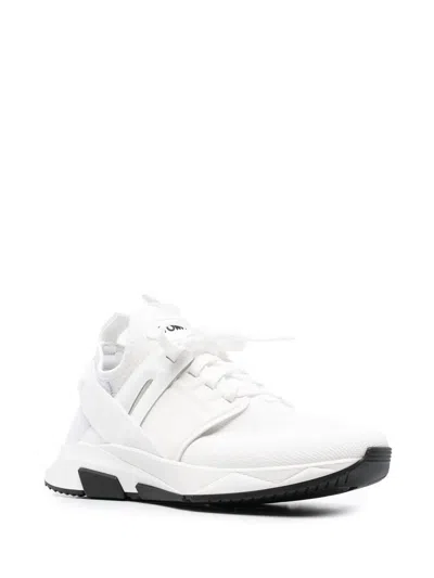 Shop Tom Ford Jago Neoprene And Suede Sneakers In White