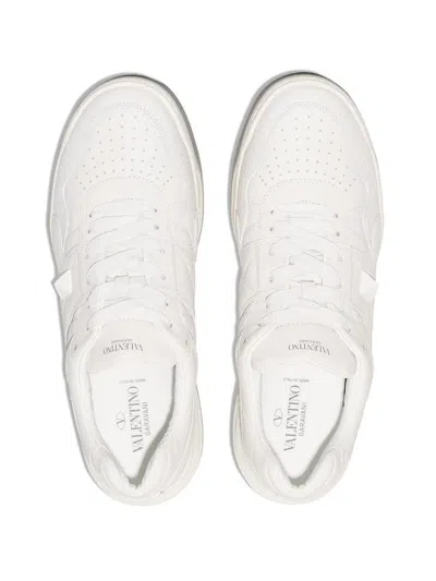 Shop Valentino Garavani Leather Sneakers In White