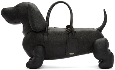 Hector Dog-shaped Pebbled Leather Bag, Black