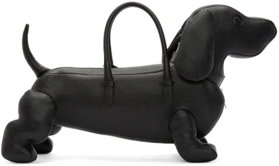 Hector Dog-shaped Pebbled Leather Bag, Black