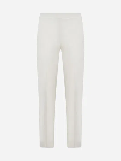 Shop Brunello Cucinelli Stretch Cotton Trousers In Ivory