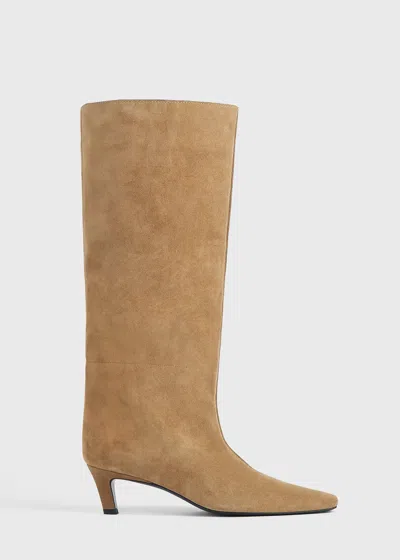 Totême Toteme The Wide Shaft Leather Boots In Caramel