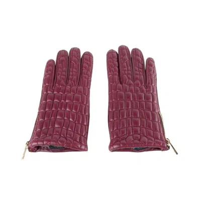 Shop Cavalli Class Elegant Burgundy Lambskin Gloves