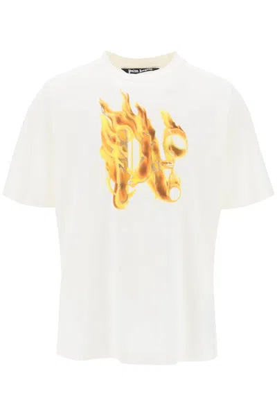 Shop Palm Angels Burning Monogram T In White