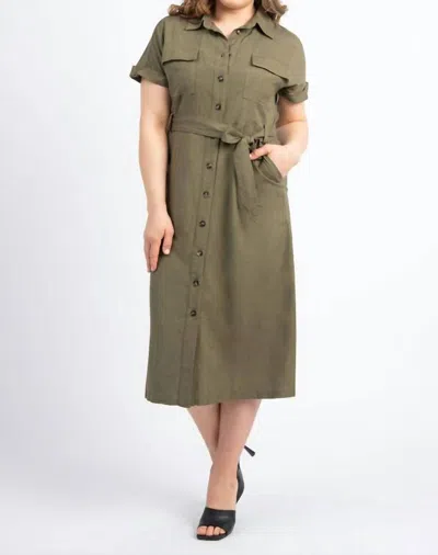 Shop Papillon Callie Mid-length Utility Shirtdress In Khaki In Green