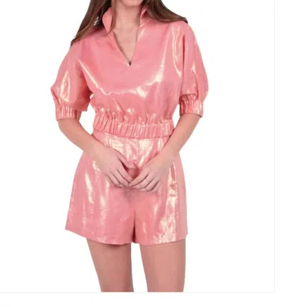 Emily Mccarthy Swing Short In Metallic Linen In Multi