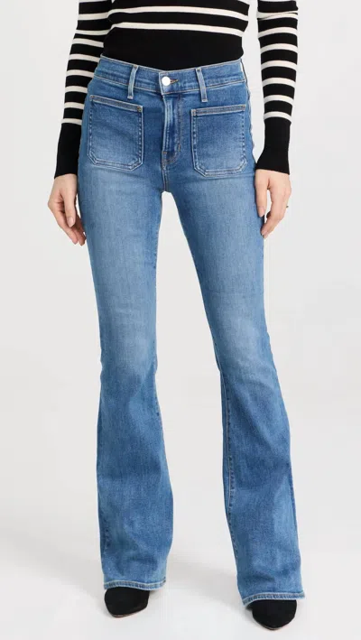 Shop Veronica Beard Beverly Skinny Flare Jean With Patch In Sierra In Multi