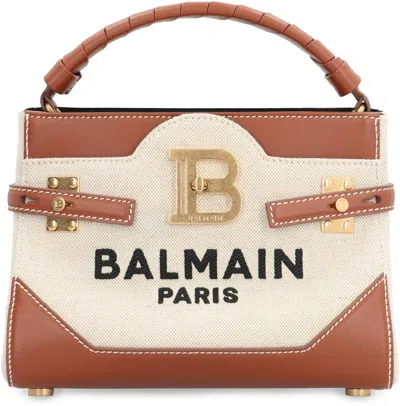 Shop Balmain B-buzz 22 Canvas Handbag In Brown