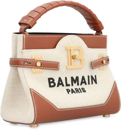 Shop Balmain B-buzz 22 Canvas Handbag In Brown