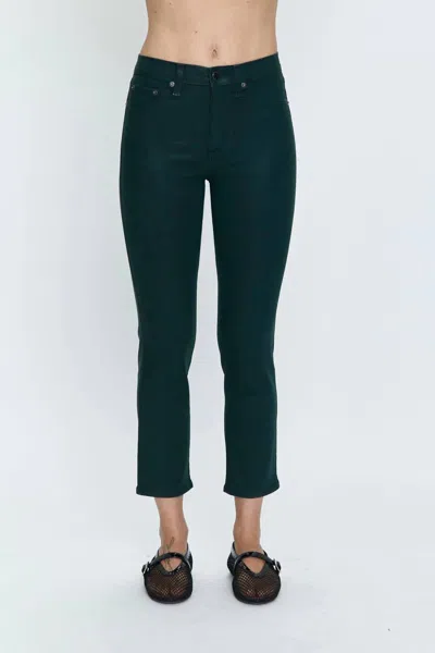 Pistola Monroe High Rise Cigarette Crop Jeans In Coated Pine In Green