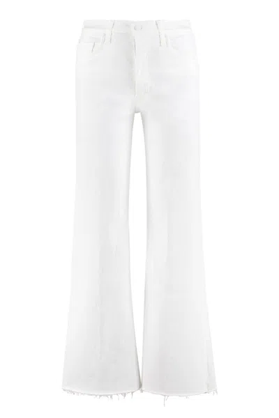 Shop Mother The Tomcat Roller Fray Wide Jeans In White