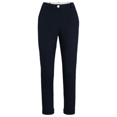 Shop Hugo Boss Regular-fit Trousers In Stretch-cotton Twill In Blue