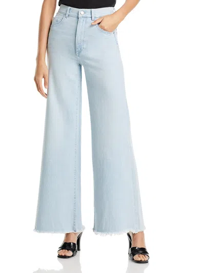 Shop Dl1961 Womens High Rise Frayed Hem Wide Leg Jeans In Multi