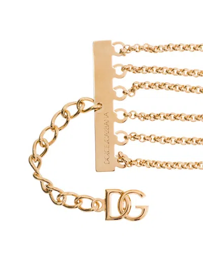 Shop Dolce & Gabbana 'kim' Gold-colored Multi-chain Chocker In Brass Woman In Grey