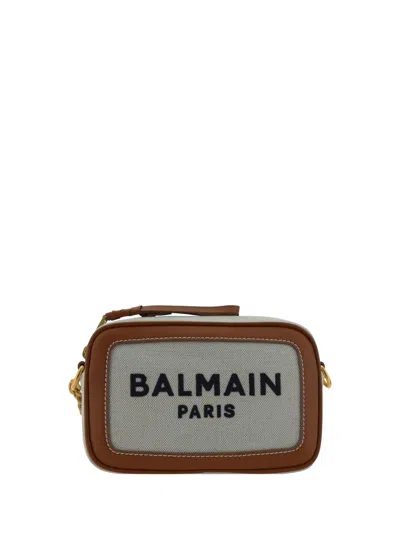 Shop Balmain Shoulder Bags In Naturel/marron