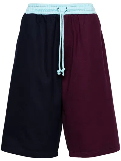 Shop Paccbet Mix Sweat Shorts In Blue