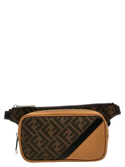 Shop Fendi ' Diagonal' Waist Bag In Brown