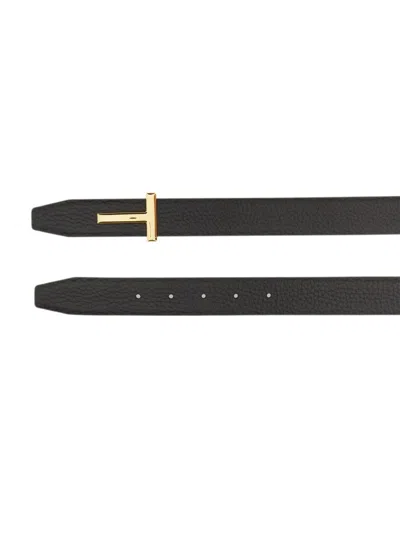 Shop Tom Ford Reversible T Line Belt In Black