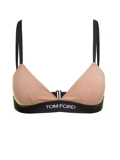 Shop Tom Ford Top With Logoed Band In Nude