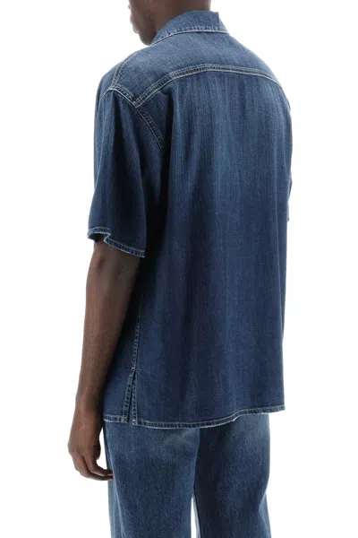 Shop Alexander Mcqueen Organic Denim Short Sleeve Shirt Men In Multicolor