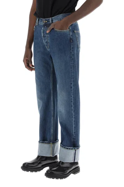 Shop Alexander Mcqueen Straight Fit Jeans In Selvedge Denim Men In Multicolor