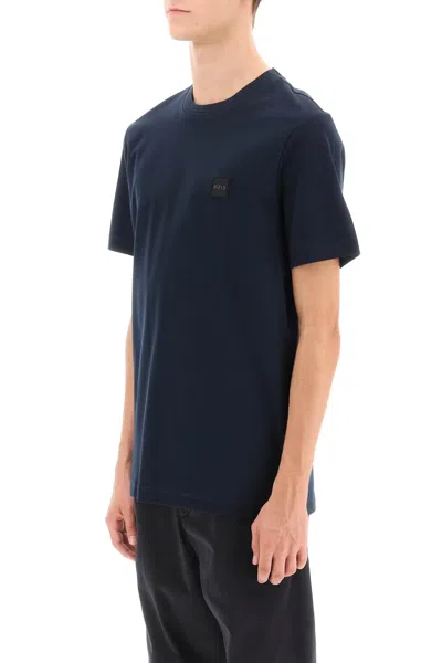 Shop Hugo Boss Boss Tiburt T-shirt With Logo Patch Men In Blue