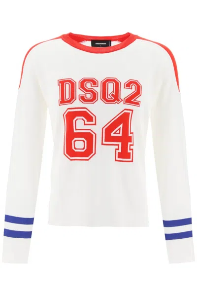 Shop Dsquared2 Dsq2 64 Football Sweater Men In White