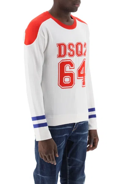 Shop Dsquared2 Dsq2 64 Football Sweater Men In White