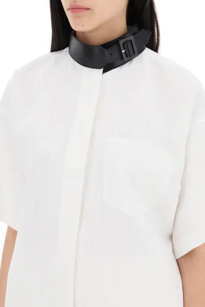 Shop Ferragamo "leather Buckle Chemisier Dress Women In White