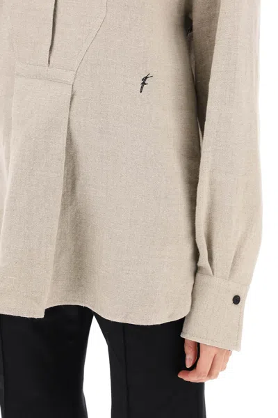 Shop Ferragamo Linen Tunic Shirt In Eight Women In Cream