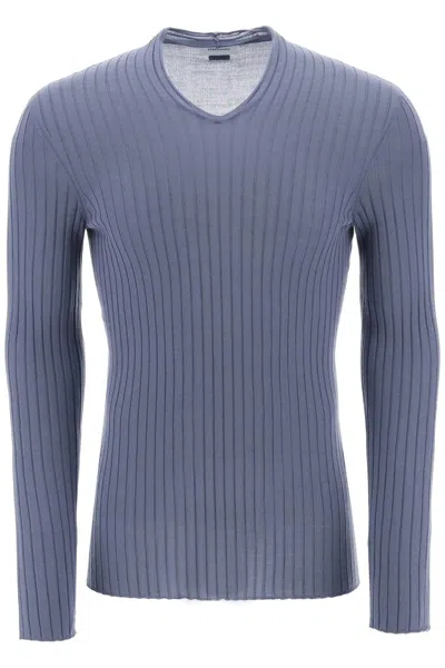 Shop Ferragamo Ribbed-knit Sweater Men In Multicolor