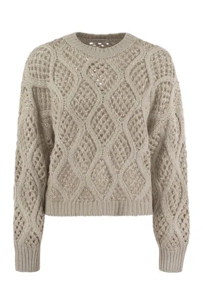 Shop Brunello Cucinelli Knitted Cashmere Sweater In Rope
