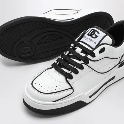 Shop Dolce & Gabbana New Roma White/black Leather Low Sneaker