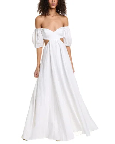 Shop Staud Coliseum Linen Dress In White