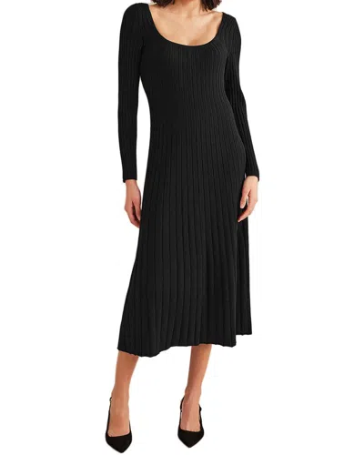 Shop Boden Semi-fitted Scoop Neck Knitted Midi Dress In Black