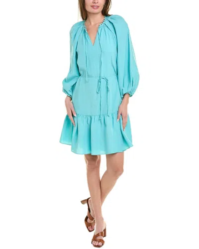 Shop Kobi Halperin Ruby Linen-blend Mini Dress In Blue