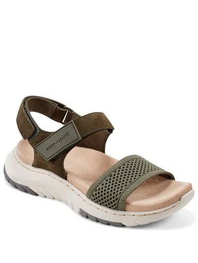 Easy Spirit Womens Perforated Leather Ankle Strap In Green