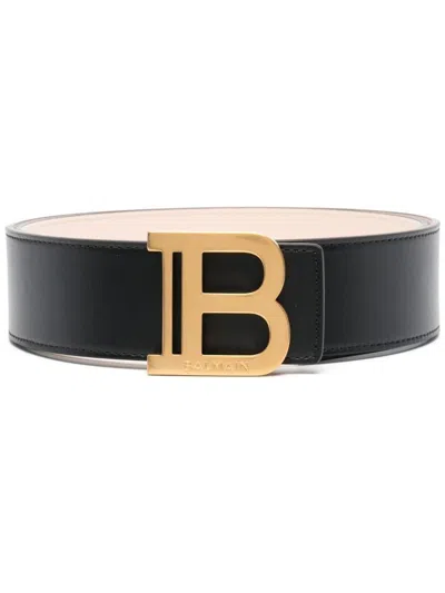 Shop Balmain B-belt 4cm Accessories In Black