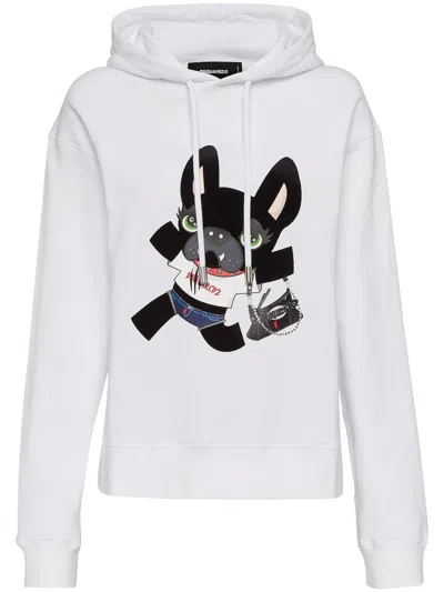 Dsquared2 Knitwear Hood Graphic Print In White